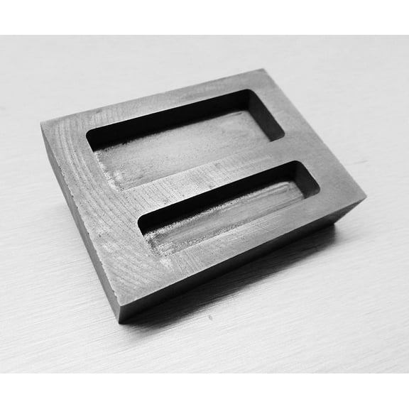 Graphite Ingot Mold 2 Pockets 1/2oz & 1oz Capacity Melting Scrap Gold Make Bars
