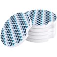 thumbnail image 1 of XDDJA Blue Geometric Lattice Pattern Set of 4 Car Coaster for Drinks, Absorbent Ceramic Stone Coasters Cup Mat with Cork Base for Home Kitchen Room Coffee Table Bar Decor, 1 of 5