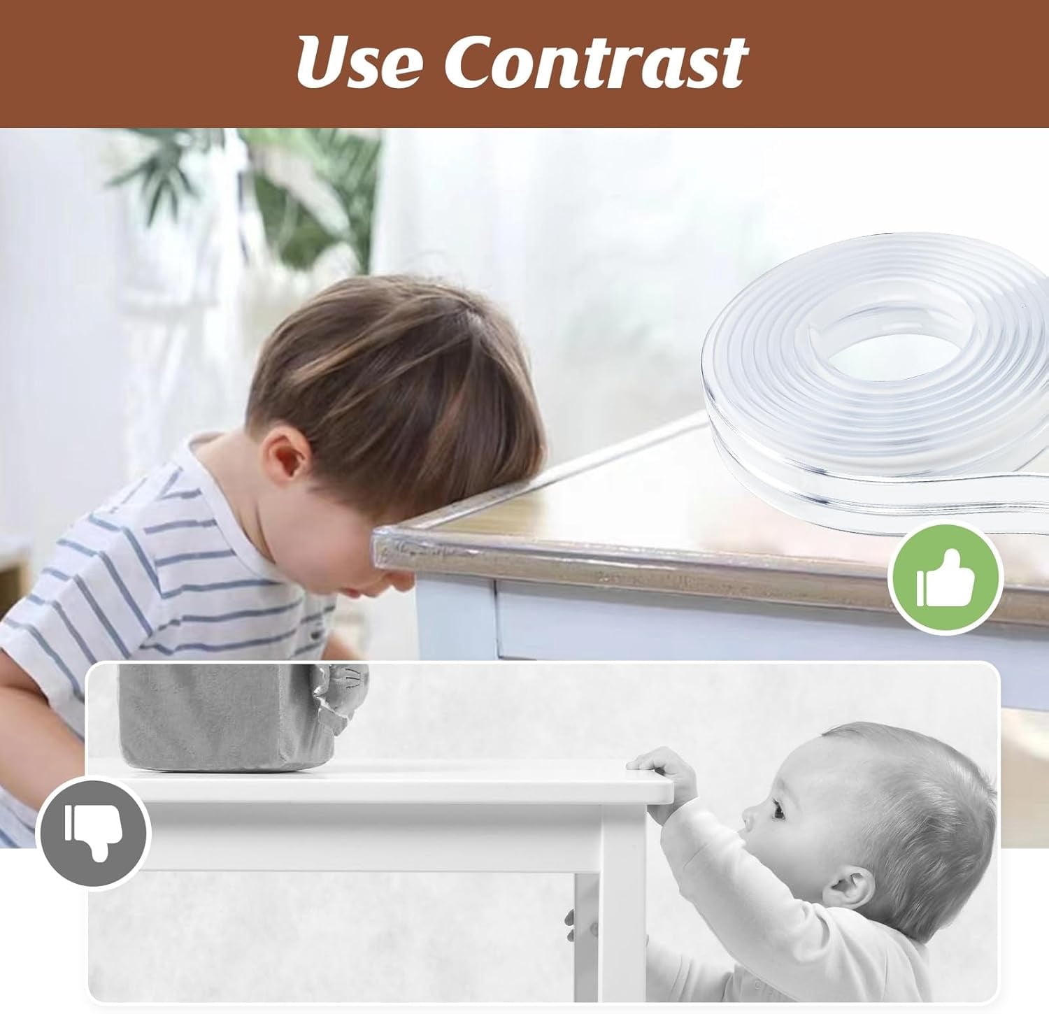 Baby Proofing Edge Protector - Rubber Corner Soft Safety For Kids Wall With Upgraded Strong Adhesive, 6.6ft(2M)