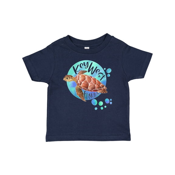 Inktastic Key West, Florida Swimming Sea Turtle with Bubbles Boys or Girls Baby T-Shirt