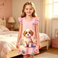 thumbnail image 2 of WhouRiu Girls Summer Cartoon Graphic Dresses Sleeveless Flutter Sleeve Crew Neck Dress Kids Comfortable Cute Casual Party Nightgown,7-8 Years, 2 of 4