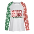 thumbnail image 3 of LEEYNEER Merry Christmas Color Womens Loose Pattern Long Sleeve Round Neck Tops T-Shirt, 3 of 4