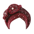 thumbnail image 2 of Fashion Women Beading Braid Hat Muslim Ruffle Cancer Wrap Cap Sleep Caps Satin Lined Hair Bonnets, 2 of 2