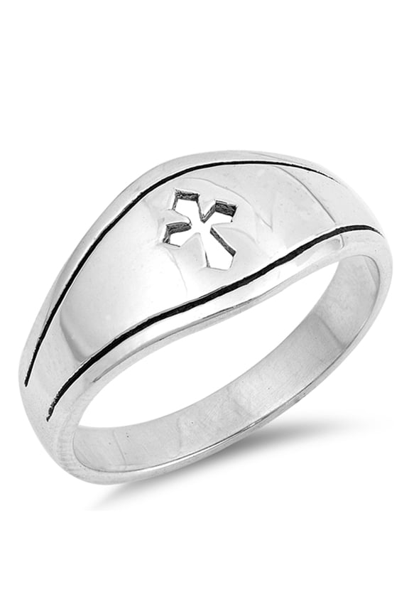 Medieval Cutout Cross Christian Promise Ring 925 Sterling Silver Band Jewelry Female Male Size 12