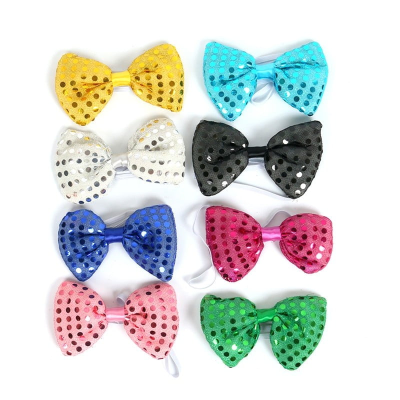 HK Men's LED Light Up Polka Dot Neck Bow Tie Halloween Party Supplies Flowery 