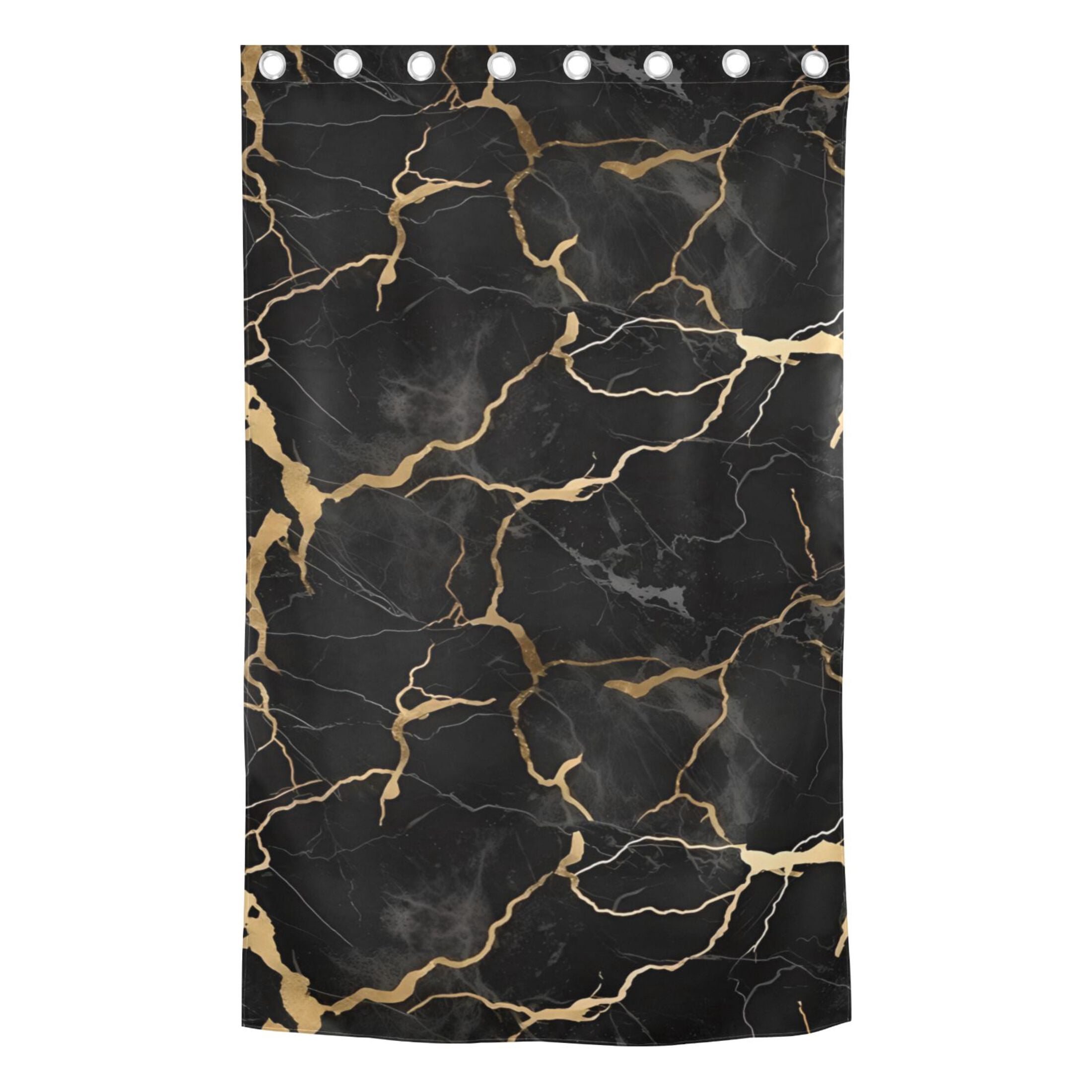 Black and Gold Marble Blackout Curtains W82 x L52 1 Panel Window Curtain for Bedroom Living Room