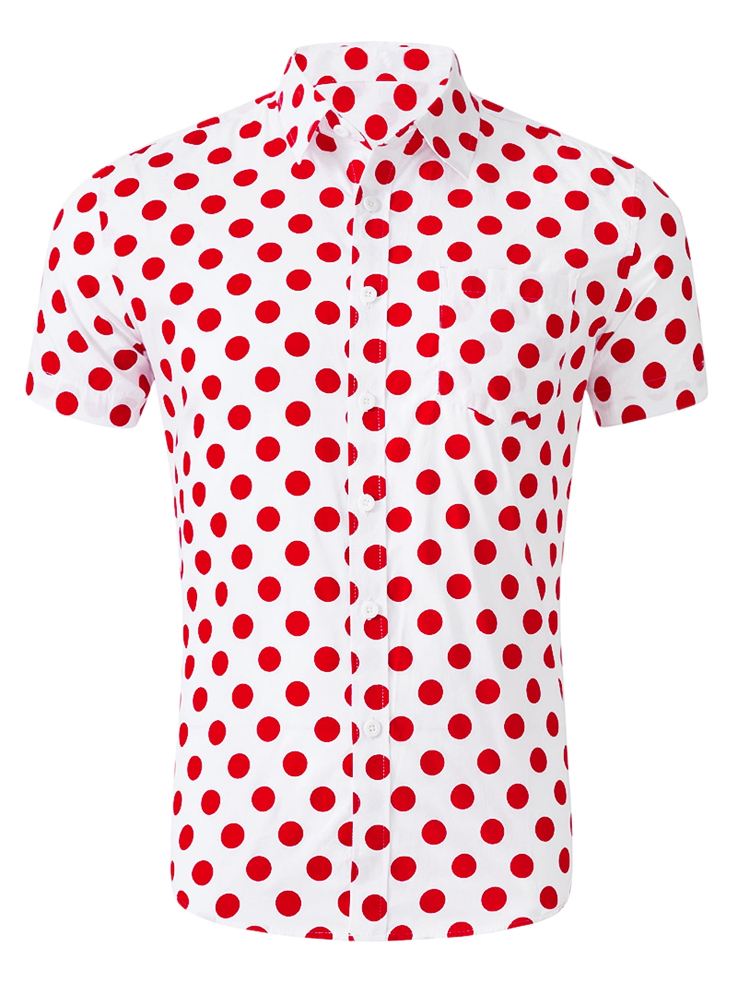 white shirt red polka dots