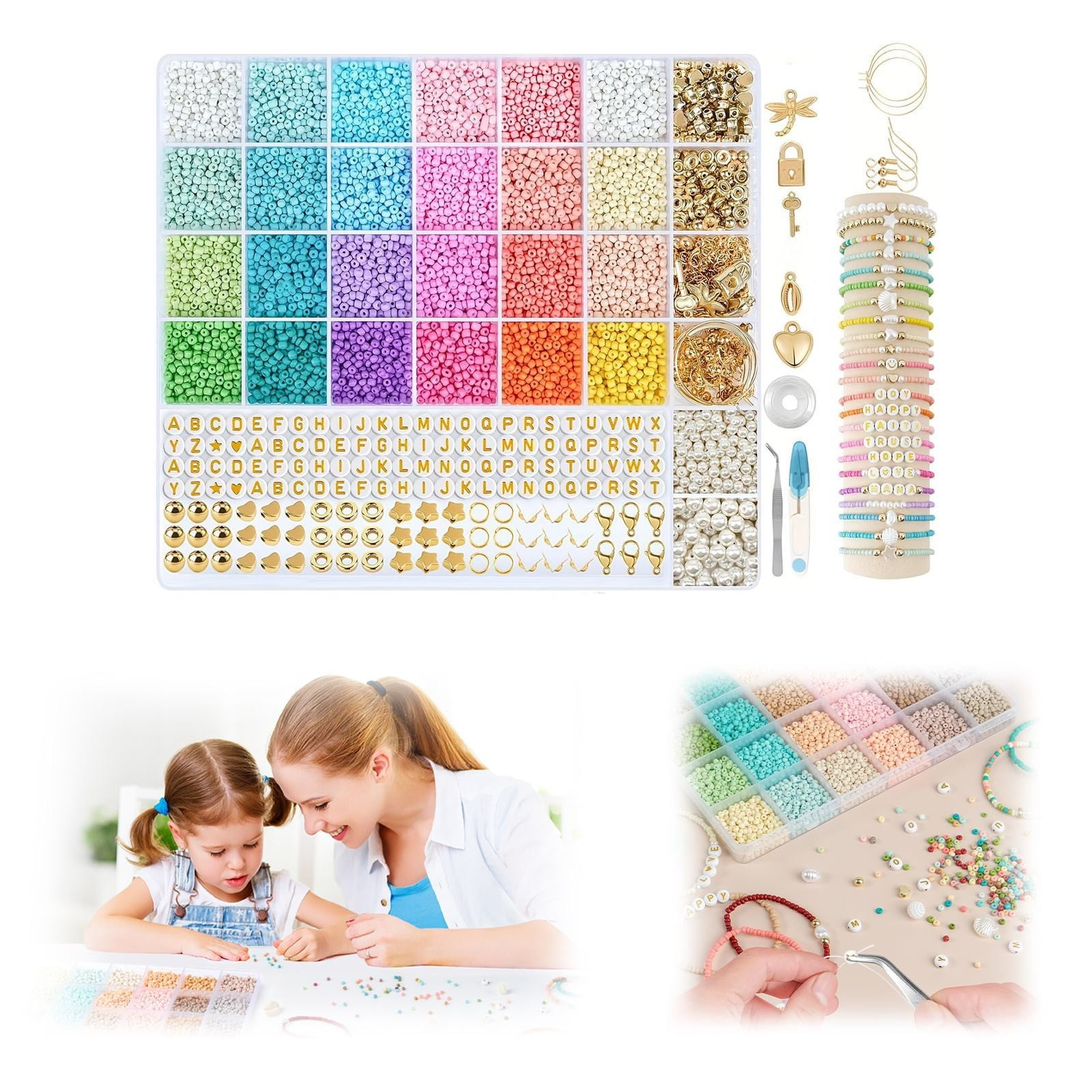 kjfeif 3mm Colored Bracelet Beads, Suitable for Children and Adults to Wear On Occasions Such As Christmas, Holidays, Birthdays, Parties, Etc, Christmas Stocking Stuffers Gift for Kids