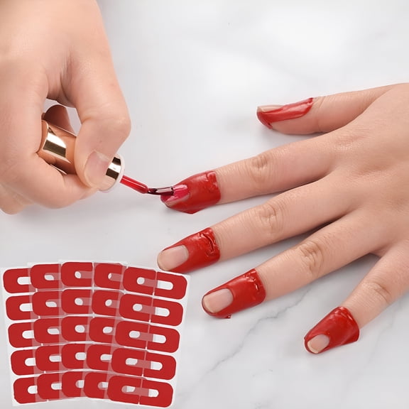 RAGUPEL 50Pcs Nail Stickers For Nail Art,Nail Does Not Stain The Skin,Peel Off Nail Polish,Red