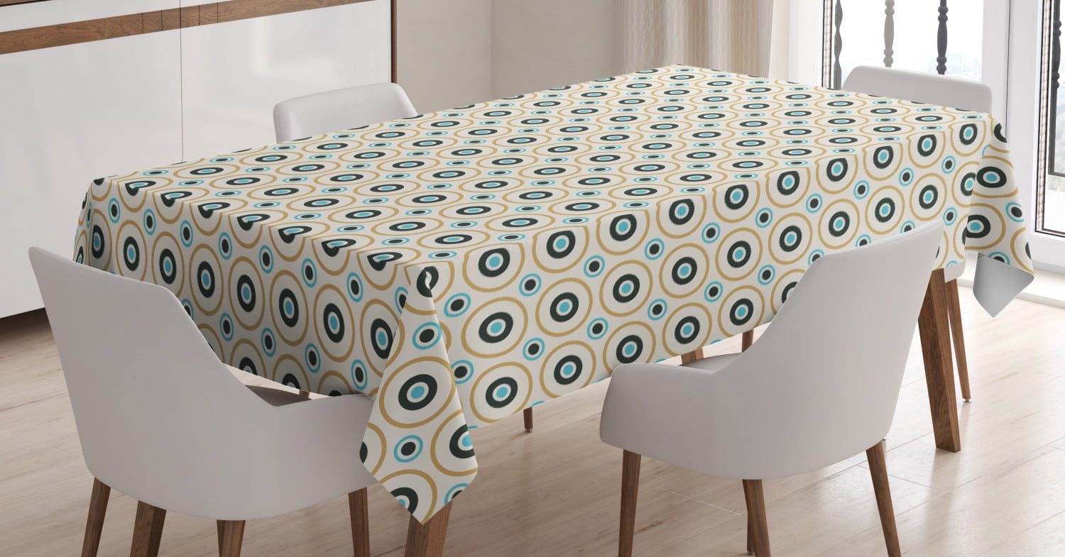 Modern Tablecloth, Geometric Shaped Featured Artistic Stylish Chain