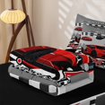 thumbnail image 6 of Manfei Cartoon Sports Cars Zipper Full Size Comforter Sets with Fitted Sheet and 2 Pillowcases,Racing Track Print Zipper Bedding Set,Red,Black Reversible,4pcs, 6 of 8