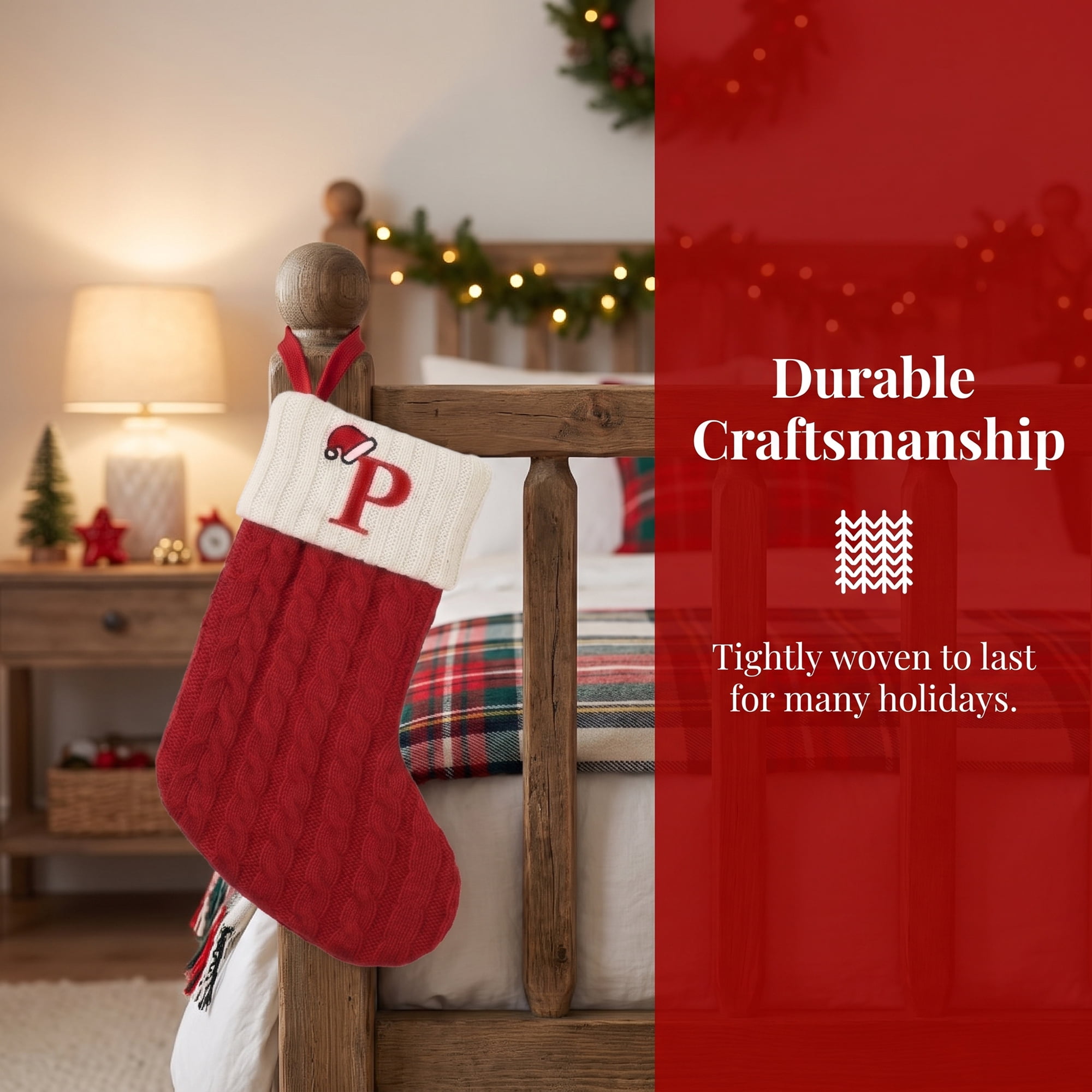 Unique Bargains Cartoon Christmas Luxury Grand Hearth Accent Stocking Letter P 8"