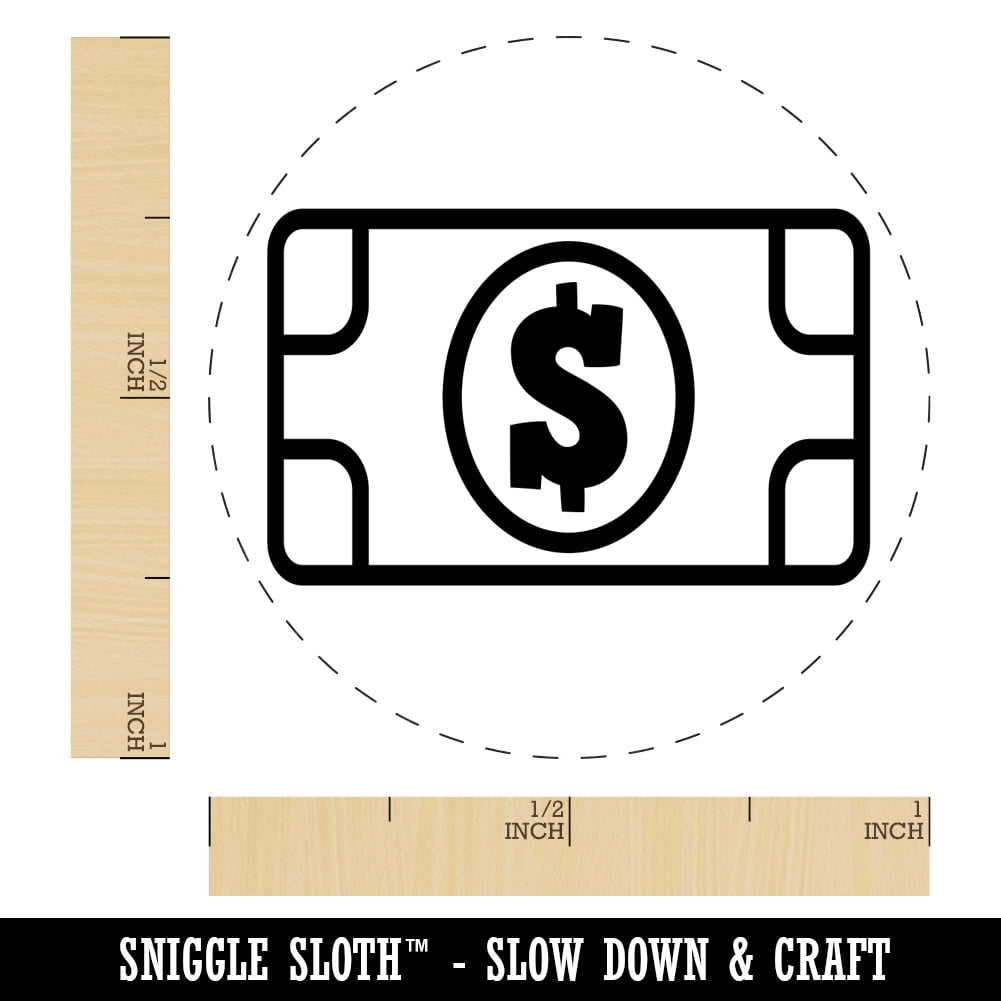 Money Cash Bills Self-Inking Rubber Stamp Ink Stamper - Black Ink - Medium 1 Inch
