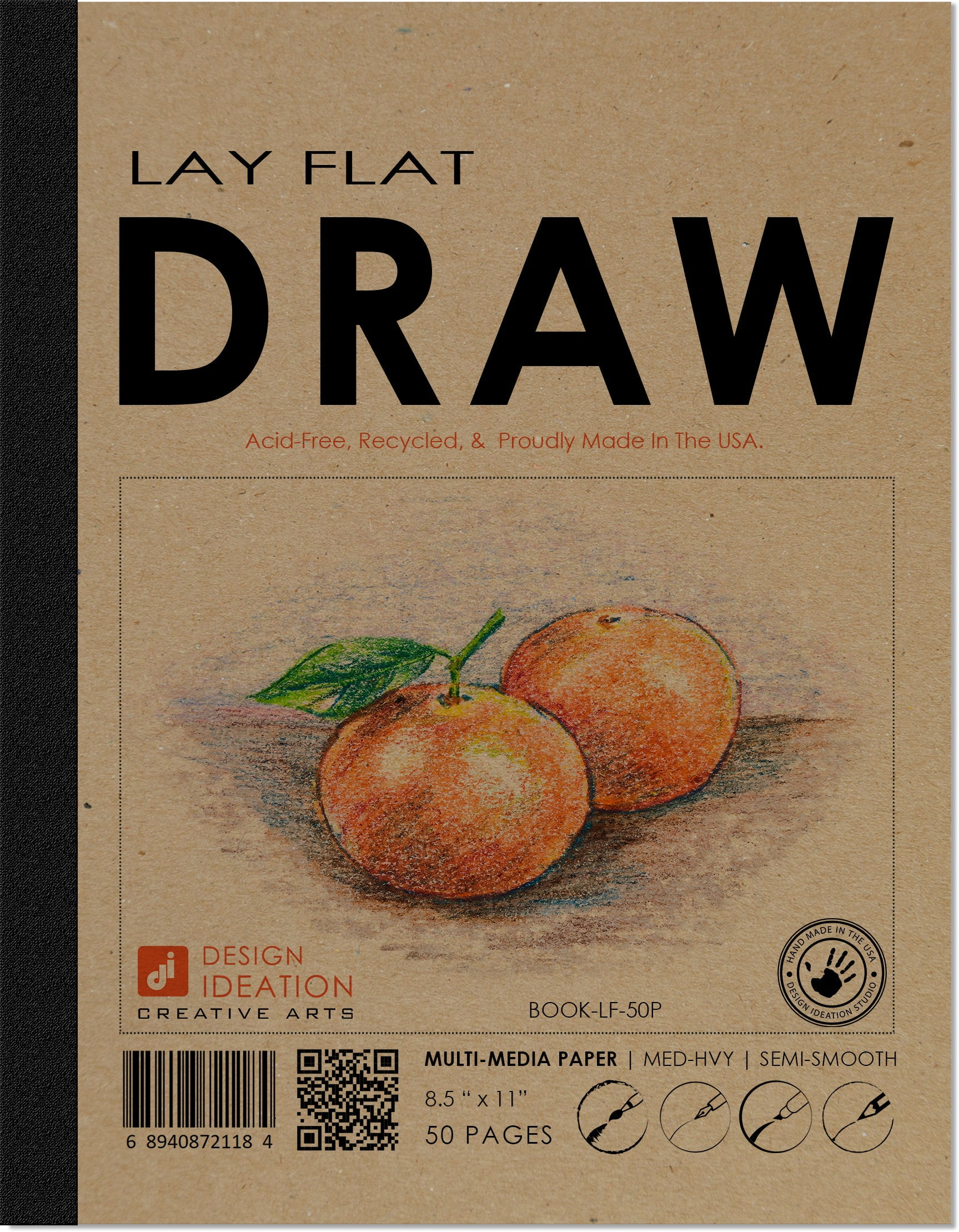 LAY FLAT sketchbook. Removable sheet, journal style SKETCH book for