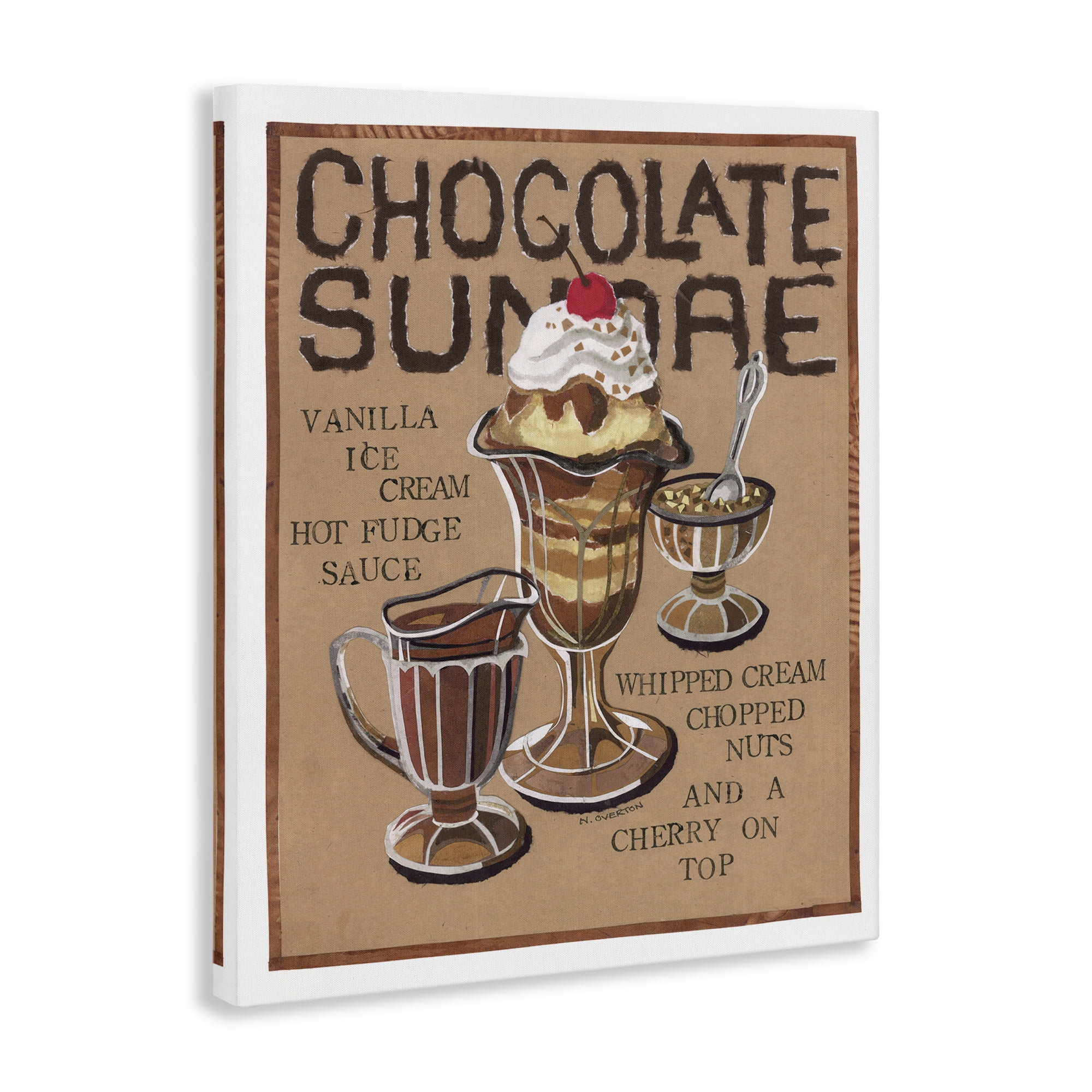 Stupell Industries Chocolate Sundae Recipe Food & Beverage Painting Gallery Wrapped Canvas Art Print Wall Art, 30 x 40