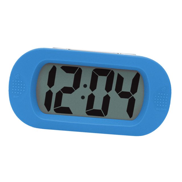 Fácil configuración Fácil lectura Funda protectora de silicona Pantalla LCD digital silenciosa Números en negrita de noche Reloj despertador Azul Macarena Despertadores de silicona