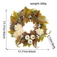 thumbnail image 2 of Fall Wreath Artificial Maple Leaf & White Pumpkin Garland- Harvest Thanksgiving Door Hanging with Berry and Twig Vine, Patio Decor-17.7inches, 2 of 6