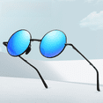 thumbnail image 2 of Gafas de sol de metal polarizadas, gafas de sol de montura redonda de moda para hombres y mujeres, gafas reales plegables, 2 of 5