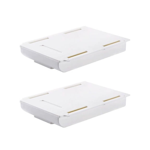 Drillless Adhesive Under Desk Concealed Drawer Organizers Plastic Storage Box