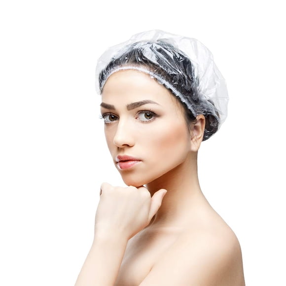 30 gorros de ducha desechables - Gorro de baño elástico espesante multiusos Gorro de ducha transparente impermeable de plástico Gorros de ducha para baño Mujeres Spa Hombres Gorros para el cabello Uso