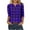 Purple, variant on Crew Neck Womens T Shirts 3/4 Sleeve Gingham Print Leisure Blouse Oversized Daily Wear Vacation T-Shirt XXL