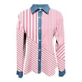 thumbnail image 4 of YUGYXL Women's Long Sleeve Flannel Plaid Shirts Button Down Business Dressy Blouse for Christmas and Casual Wear Pink Sweatshirts XXL, 4 of 5