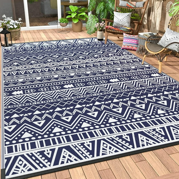 GENIMO Outdoor Rug Reversible 5x8' Patio Rug,Clearance Outside Plastic ...