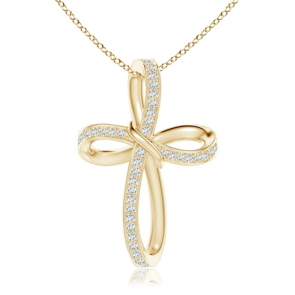 ANGARA Natural Diamond Infinity Cross Pendant in 14K Yellow Gold for Women (Size-1.15mm| Color-G| Clarity-VS2) | April Birthstone, Anniversary, Jewelry Gift for Women | Natural Diamond Necklace