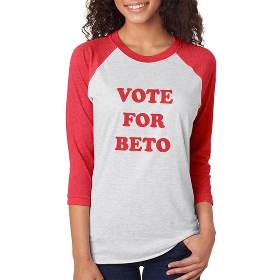 Election 2020 Vote for Beto O'Rourke Unisex Raglan T Shirt White-Red SM