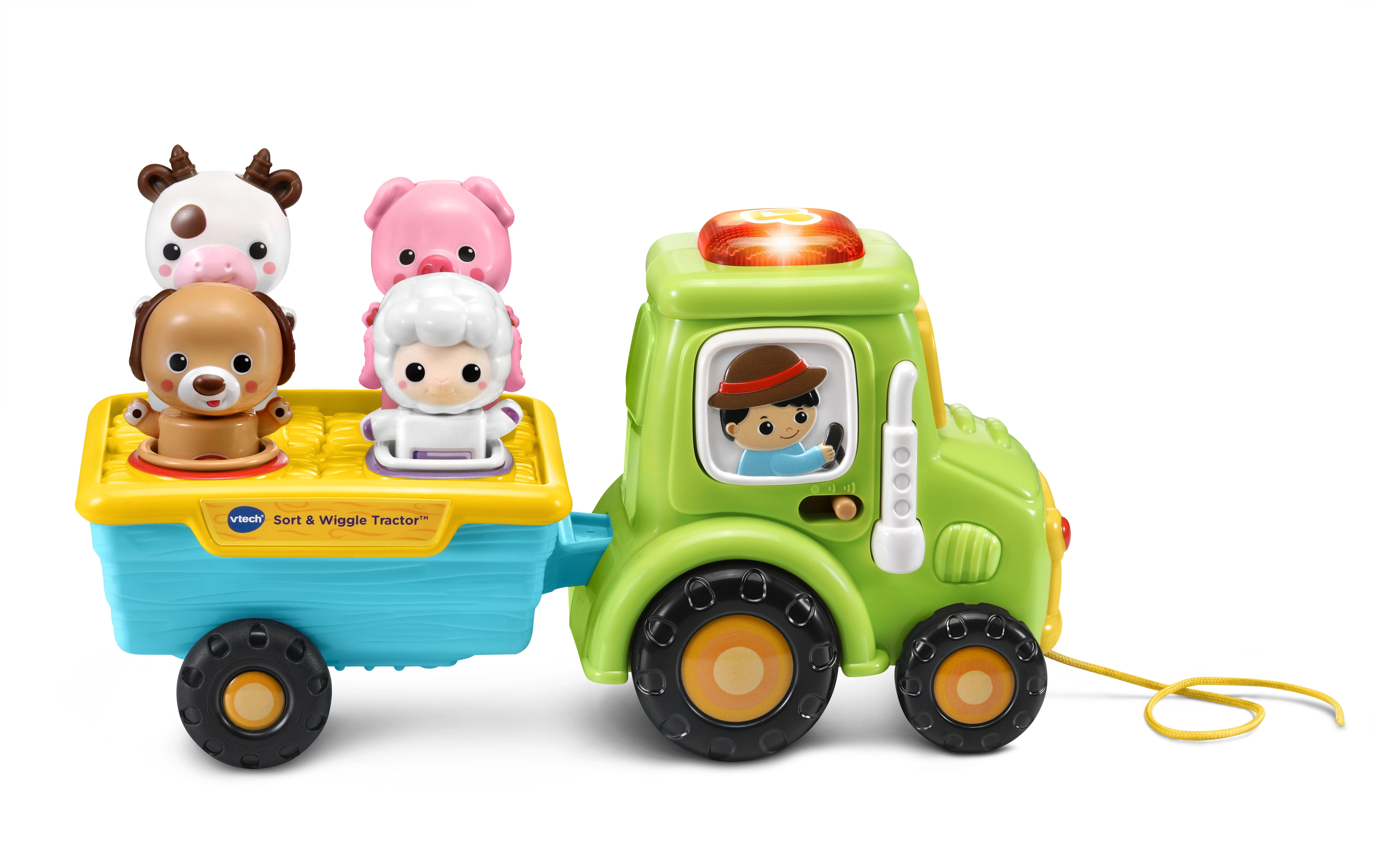 VTech Sort and Wiggle Tractor Push or Pull Toy With Four Farm Animals