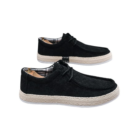 

Woobling Mens Skate Shoes Lace Up Flats Non-slip Casual Shoe Work Sneakers Breathable Loafers Comfort Soft Black 7