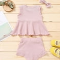 thumbnail image 4 of Penkiiy Toddler Baby Girls Clothes Bow Dress Top Panties Solid Color Summer Suit Girls Dress Party Sundress 0-3 Months Pink 2023 Summer Deal, 4 of 5