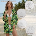 thumbnail image 6 of Xixirimido Black Yellow Camo Green Print Women's Button Down Beach Cover Up Dress Long Sleeve Swimwear Cover Up Casual Loose Shirt Dress for Summer, Size XL, 6 of 7