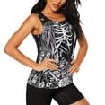 thumbnail image 2 of Balery Gothic Skull Floral Art Camiseta sin mangas estampada ligera para mujer, tops de entrenamiento sin mangas, camisetas de yoga transpirables de secado rápido.-X-Large, 2 of 7