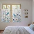 thumbnail image 3 of Blue Flowers Kitchen Curtains 45 Inch Length, Spring Birds Rustic Floral Pastoral Plants Tiers Curtains for Bathroom Bedroom Cafe, Light Filtering Small Window Treatment Drapes 2 Panels 42"Wx45"L, 3 of 8