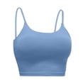 thumbnail image 4 of Gymayou Women Thin Strap Sports Bra Crop Cami Tank Tops Padded Support Scoop Neck Yoga Bralette Workout Vest for Gym Running Daily Blue M, 4 of 4