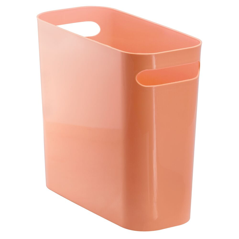 Orange Details about   mDesign Slim Plastic Small Trash Can Wastebasket with Handles 