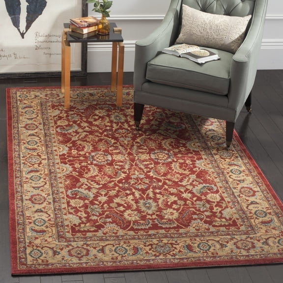 SAFAVIEH Mahal Gorgi Oriental Area Rug, Red/Natural, 6'7" x 6'7" Square