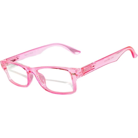 Narrow Retro Fashion Style Rectangular Pink Frame Clear Lens Eyeglasses