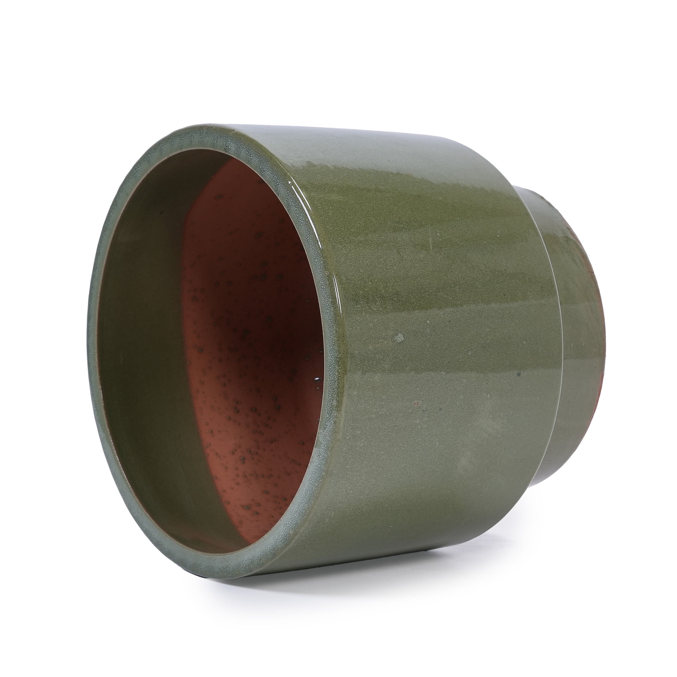 Noble House Ruth Flowerpot Set, Premium Ceramic with Glossy Finish and Drainage Hole, Set of 3, Antique Light Green