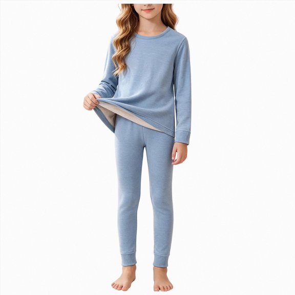 boobe Kid's Wool And Silk Thermal Underwear Set Solid Color Comfortable Breathable And Stylish Long Underwear For Girls And Girls