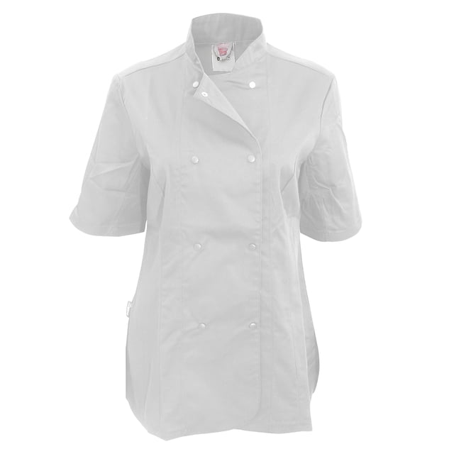 Dennys - Chaqueta entallada de manga corta de chef/cocinero para mujer (Paquete de 2) (Blanco) Dennys UTBC4307_white