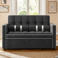 thumbnail image 6 of CHITOOMA 3 in 1 Pull Out Sofa Bed with Adjustable Backrest, 70" Convertible Loveseat Sleeper Couch with Charging Port, Side Pockets & Cylinder Pillows for Living Room Apartment, Black, 6 of 12