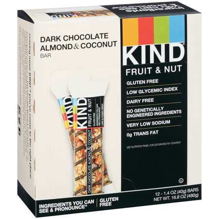 KIND Bars, Dark Chocolate Almond & Coconut, Gluten Free, 1.4oz, 12
