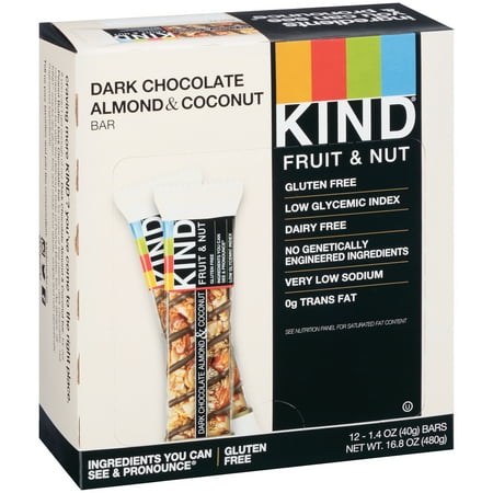 - KIND Bars, Dark Chocolate Almond & Coconut, Gluten Free, 1.4oz, 12 Count