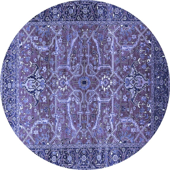 Ahgly Company Indoor Round Oriental Blue Industrial Area Rugs, 6' Round