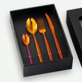 thumbnail image 1 of Buyer Star Flatware Set, 20-Piece Stainless Steel Silverware Cutlery Set Service for 5, Rainbow Red Dishes Dinnerware Set with Gift Box, Mirror Finish, 1 of 6