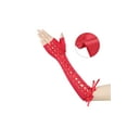 thumbnail image 3 of INSPIRE CHIC Women's Satin Lace Up Fingerless Gloves Solid Color Punk Arm Warmers One Size Red and Red Ribbon, 3 of 6