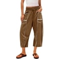 thumbnail image 3 of Delayuji Womens Capri Pants Casual Summer Baggy Wide Leg Pants Elactic Waist Barrel Pants Women With Pockets, 3 of 8