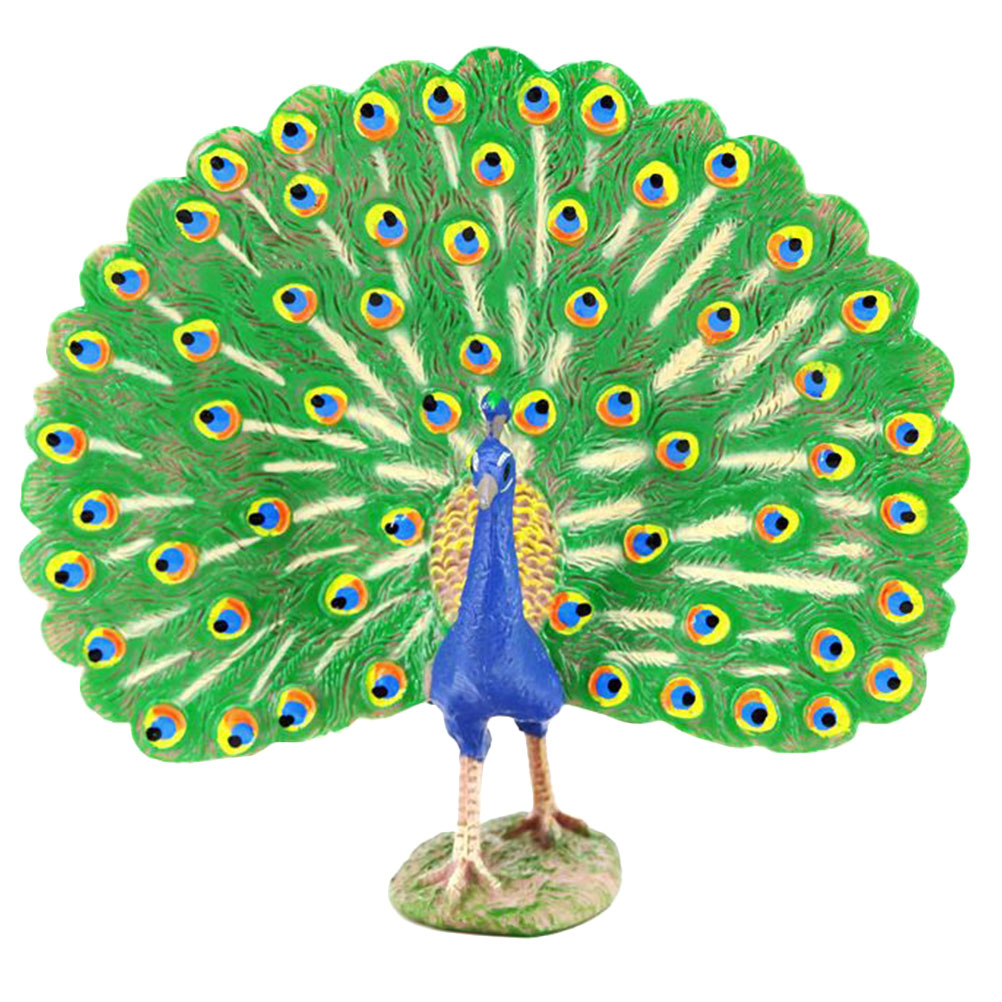 Peacock Figurine Desktop Plastic Peacock Art Craft Ornament Kids Peacock Cognitive Model